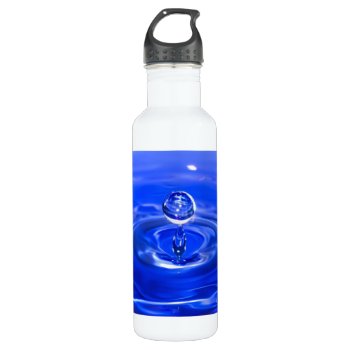 Cool Blue Water Droplet Stainless Steel Water Bottle by beachcafe at Zazzle
