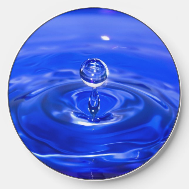 Cool Blue Water Droplet Wireless Charger (Front)