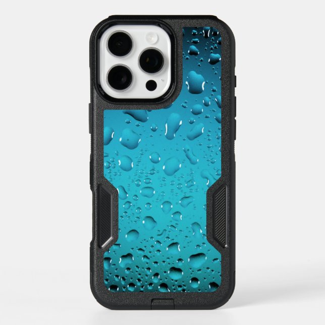 Cool blue water drops abstract stylish photo otterbox iPhone case (Back)