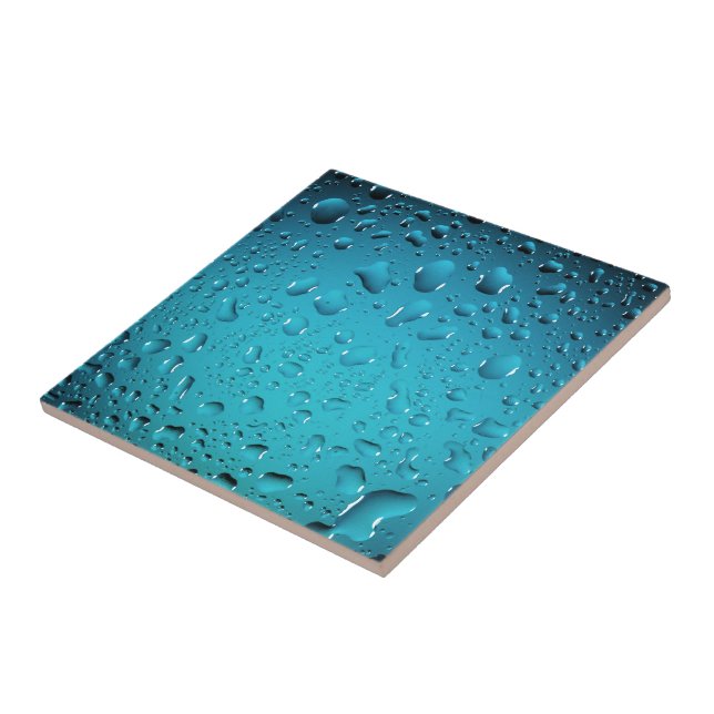 Cool Blue water drops Ceramic Tile (Side)