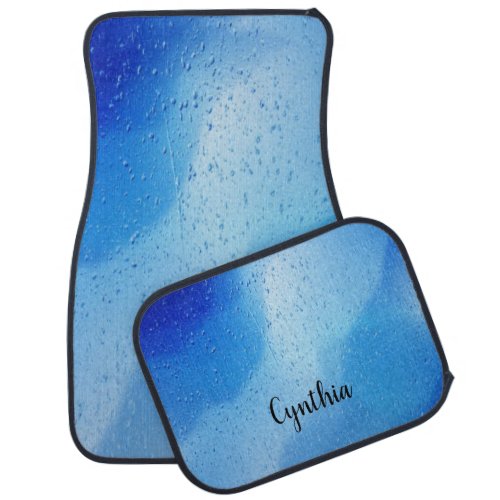Cool blue water drops personalized car floor mat