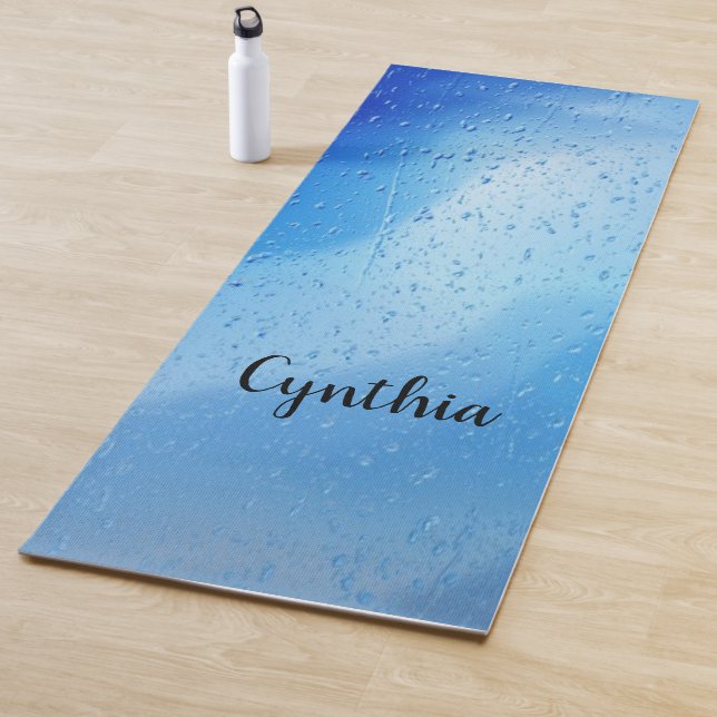 Cool blue water drops personalized yoga mat (In Situ)