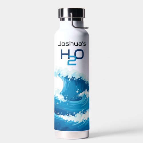 Cool Blue Water Ocean Wave Name Thor Insulated Water Bottle