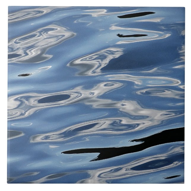 Cool blue water pattern ceramic tile (Front)