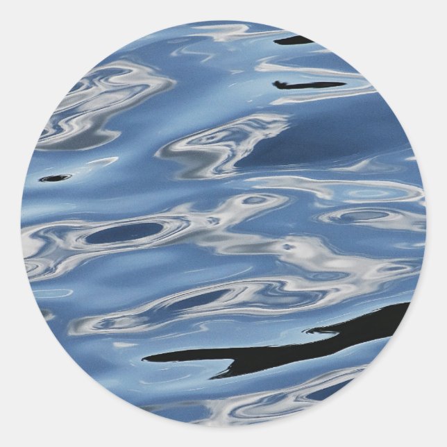 Cool blue water pattern classic round sticker (Front)