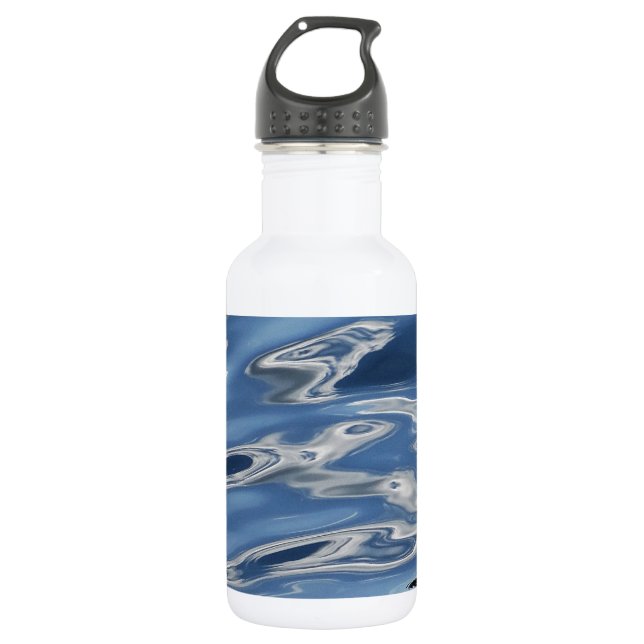 Cool blue water pattern water bottle (Front)