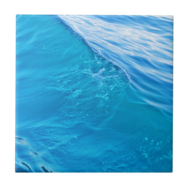 Cool blue water wave ceramic tile (Front)