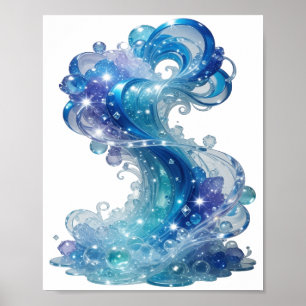 Cool Blue WATER WAVE Poster