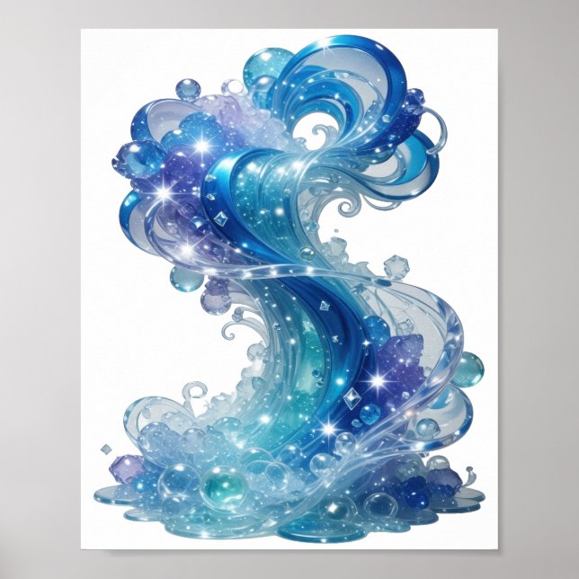 Cool Blue WATER WAVE Poster (Front)
