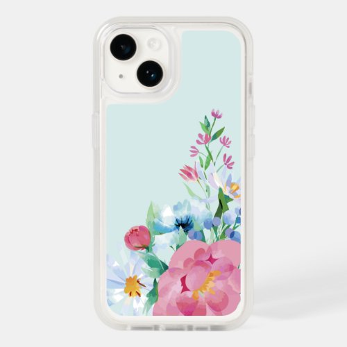 Cool Blue Watercolor Flowers Apple iPhone 14 Case