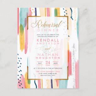 Cool Blue Watercolor Memphis Chic Rehearsal Dinner Invitation Postcard