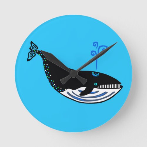 Cool Blue WHALE _Animal lover _ Nature Round Clock