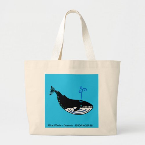  Cool Blue WHALE_ Endangered animal _ Nature _Blue Large Tote Bag