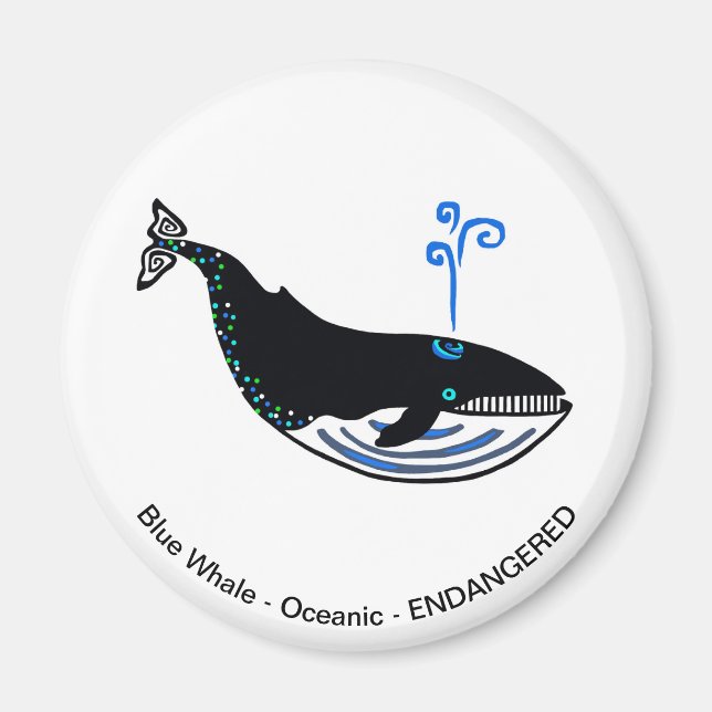 Cool Blue WHALE -Endangered animal - Nature Magnet (Front)
