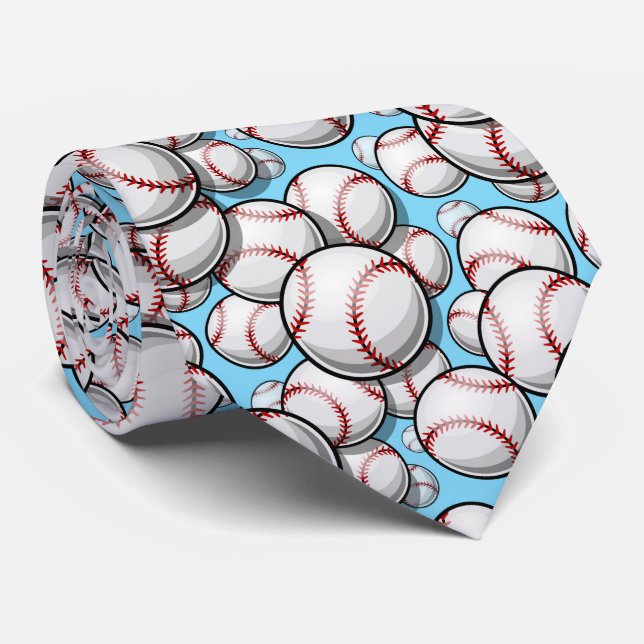 cool blue white Baseball sports lovers  Neck Tie (Rolled)