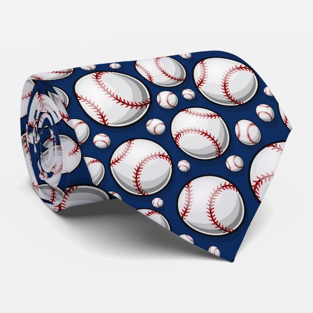 cool blue white Baseball sports lovers  Neck Tie (Rolled)