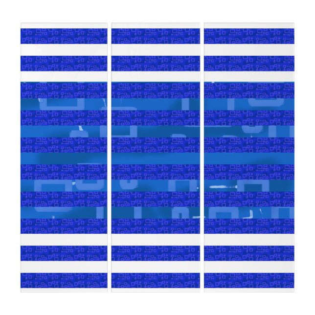 Cool Blue White Geometric Lines Triptych (Front)