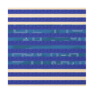 Cool Blue White Geometric Lines Wood Wall Art