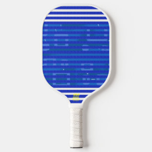 Cool Blue White Geometric Stripes Carbon Fiber Pickleball Paddle