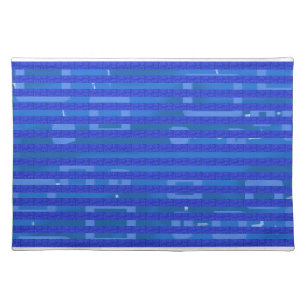 Cool Blue White Geometric Stripes Cloth Placemat