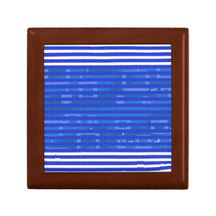 Cool Blue White Geometric Stripes Gift Box