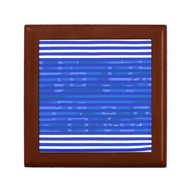 Cool Blue White Geometric Stripes Gift Box (Front)