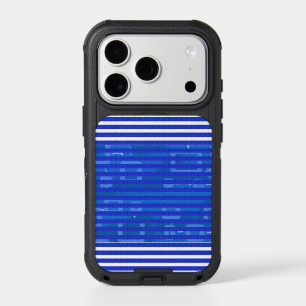 Cool Blue White Geometric Stripes iPhone 17 Pro Case
