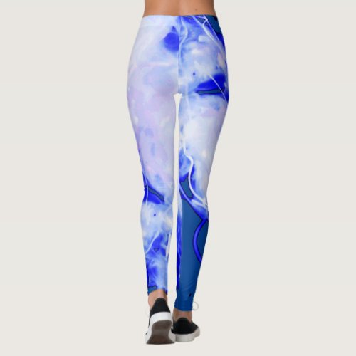 Cool Blue White Jellyfish Yoga Running Workout Leggings