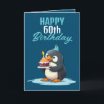Cool Blue & White Penguin Husband 60th Birthday Card<br><div class="desc">Cool Blue & White Penguin Husband 60th Birthday, a funny and cool design made for anyone looking for a unique birthday card for their husband on their birthday. The design is eye-catching, it features a cute penguin with a birthday cake, plus editable text information. If you face any issues customizing...</div>