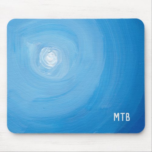 Cool Blue White Unique Artsy Mouse Pad