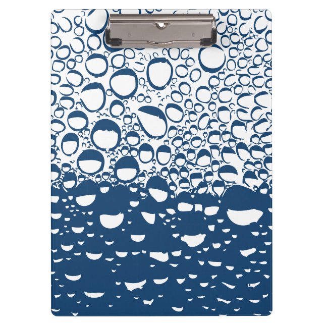 Cool Blue White Water Art Work Pattern Clipboard (Front)