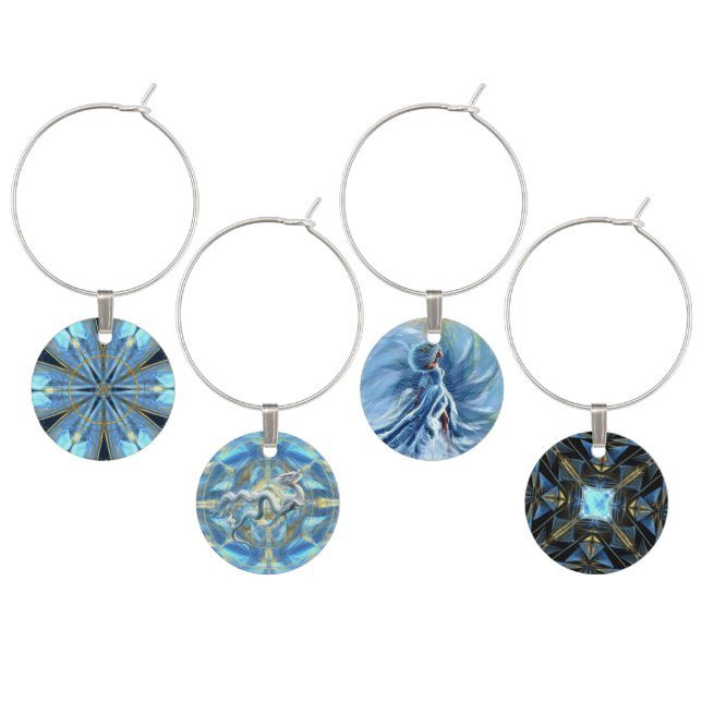 Cool Blue Wine Charm Collection  (Staggered)