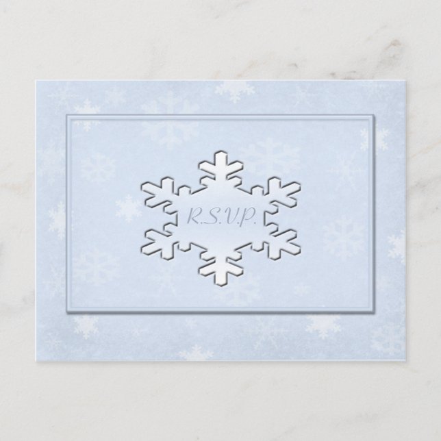 Cool Blue Winter Wedding R.S.V.P. Postcard (Front)