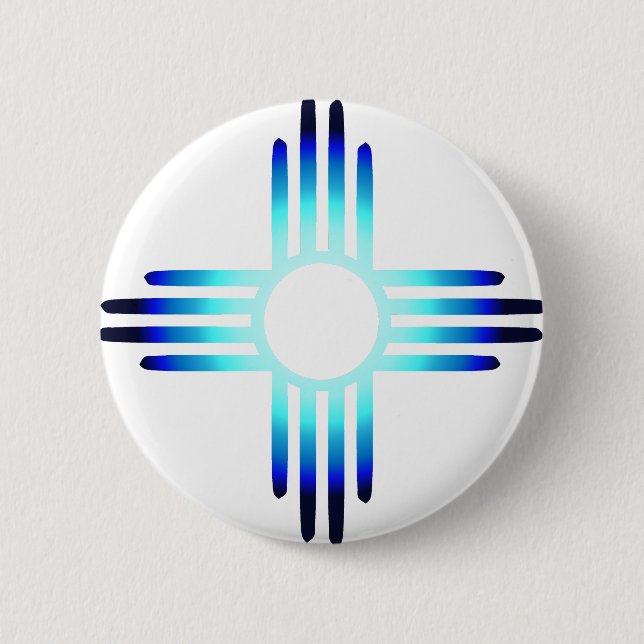 Cool Blue Zia Pinback Button (Front)