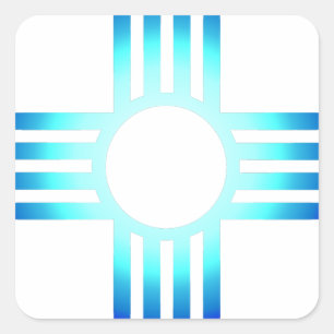 Cool Blue Zia Square Sticker
