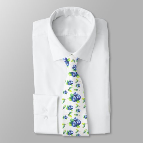 cool blueberry fruit tiled pattern  neck tie
