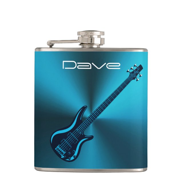 Cool Blues Electric Guitar Custom Music Flask (Front)