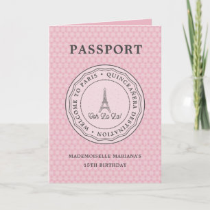 Cool Blush Paris Passport With Picture Quinceañera Invitation