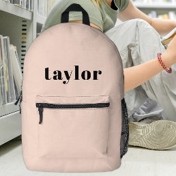 Cool Blush Pink Modern Minimalist Trendy Custom Printed Backpack
