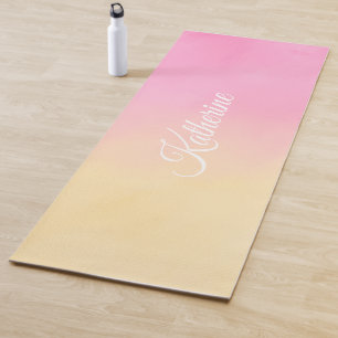 Cool Blush Pink Yellow Gradient Design Yoga Mat