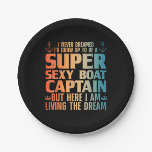 Cool Boat Captain For Men Women Sail Pontoon Boati Paper Plates