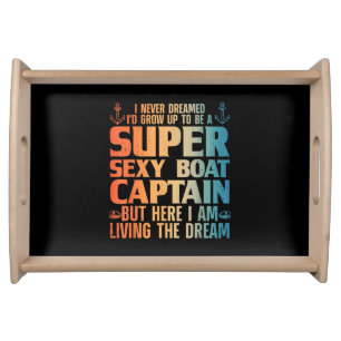 Cool Boat Captain For Men Women Sail Pontoon Boati Serving Tray