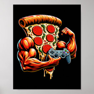 Cool Bodybuilding Gamer Pizza Present 2 Poster