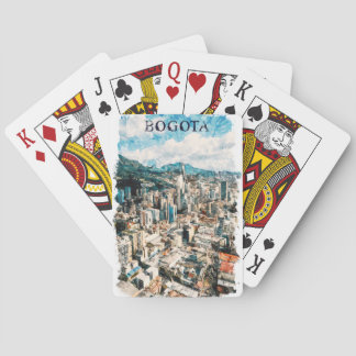 Cool Bogota Colombia CIty View Watercolor Poker Cards
