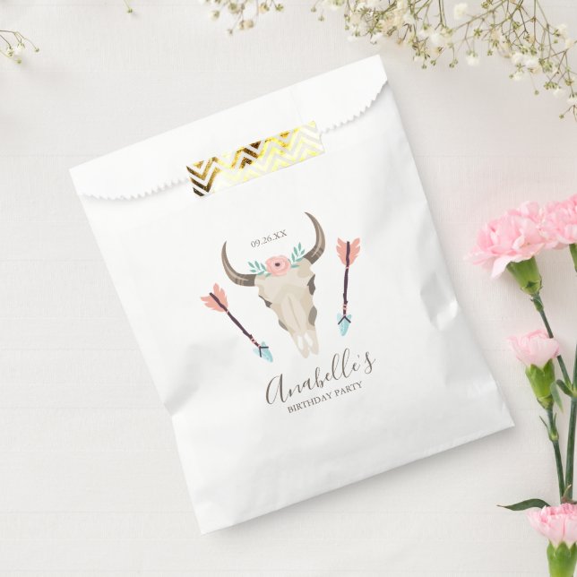 Cool Boho Cow Skull Favor Bag (Sealed)