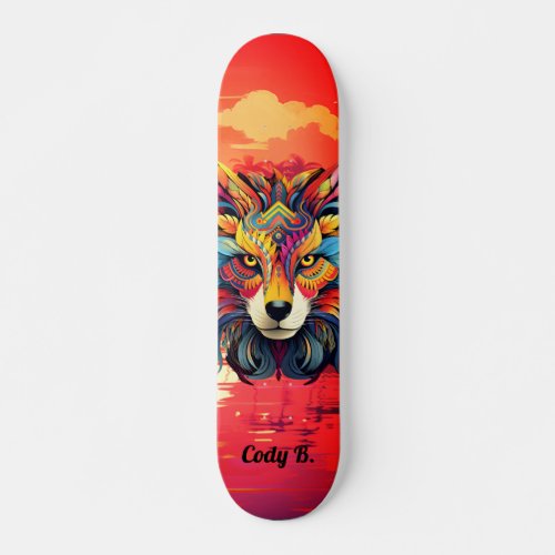 Cool Boho Fox on  Sunset Skateboard