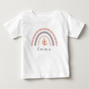 Cool Boho Rainbow with Personalized Name Baby T-Shirt