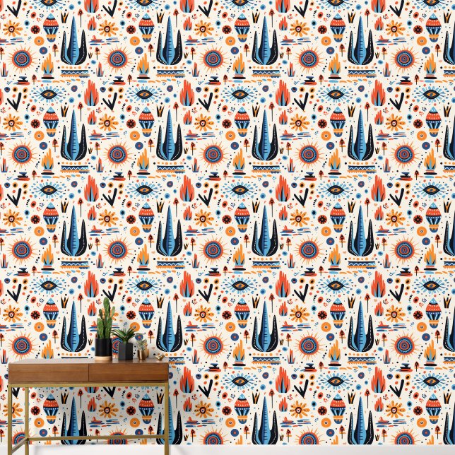 Cool Boho Southwestern pattern tiled  Wallpaper (Hallway)