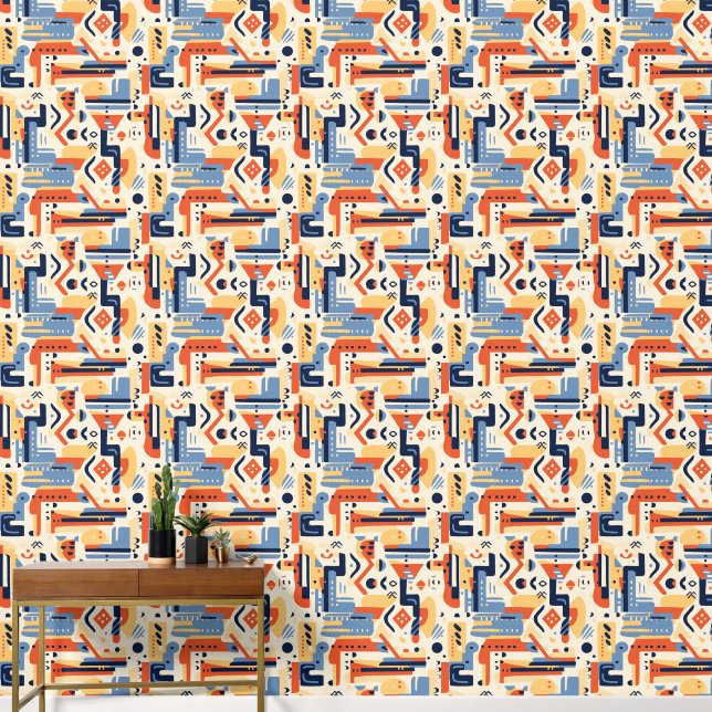 Cool Boho Southwestern tiled pattern Wallpaper (Hallway)