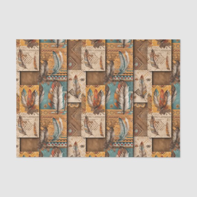 Cool Boho Western tiled pattern decoupage  Tissue Paper (Front)